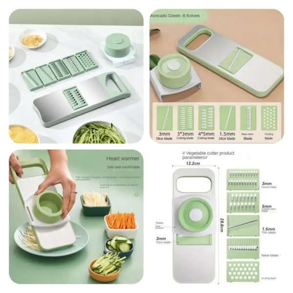 5 in1 Vegetable Cutter Stainless Steel Multifunctional Grater for Vegetables Slicers Shredders Peeler (Random Color)