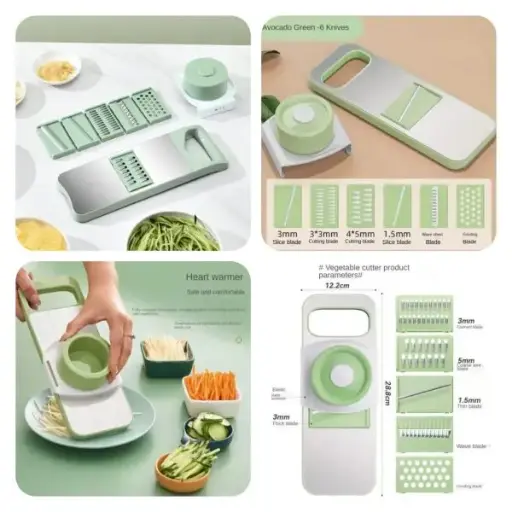 5 in1 Vegetable Cutter Stainless Steel Multifunctional Grater for Vegetables Slicers Shredders Peeler (Random Color)